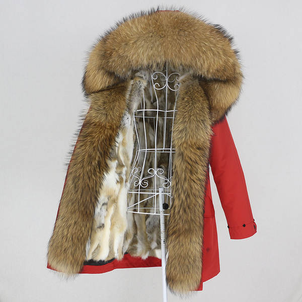 Comércio eletrônico transfronteiriço vestido de inverno feminino supera a mulher pode desmontar o cabelo real no cabelo longo coelho casaco de pele quente